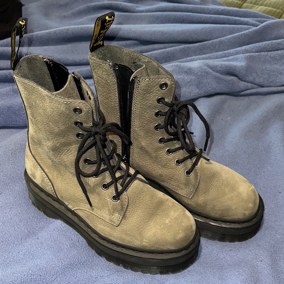 Dr. Martens Stone Gray Jadon Zip Combat Boots - Picture 4 of 5